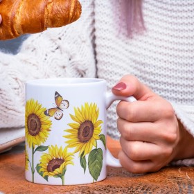 Mug avec des fleurs de tournesol , un mug ensoleillé avec des tournesols