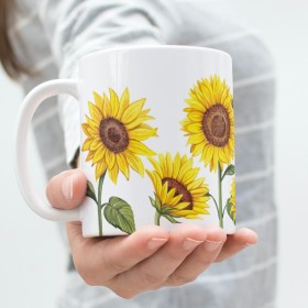 Mug avec des fleurs de tournesol , un mug ensoleillé avec des tournesols