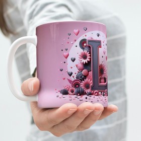 Mug Artistique roses avec lettre en 3D