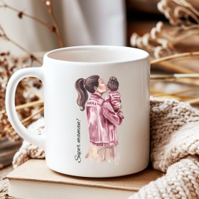 Mug “Super Maman” avec illustration fille ou garçon , un cadeau parfait pour la Fête des Mères