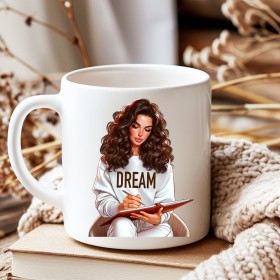 Mug Inspirant avec Illustration de Femme et Mot ‘RÊVE’