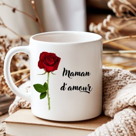 Mug “Maman d’amour” avec Rose Élégante cadeau parfait pour la Fête des Mères