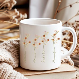 Mug “Maman d’amour” avec fleurs éclatantes  cadeau parfait pour la Fête des Mères