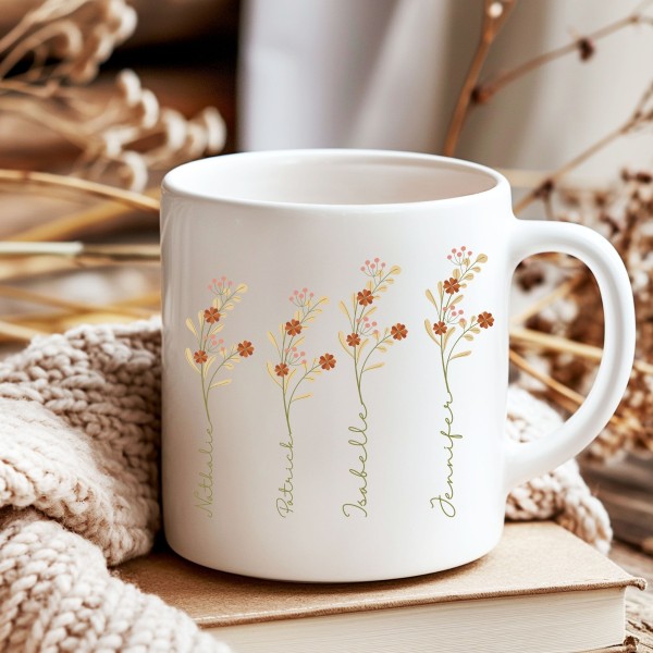 Mug “Maman d’amour” avec fleurs éclatantes  cadeau parfait pour la Fête des Mères