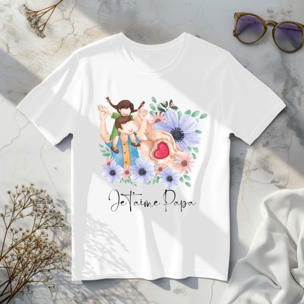 T-shirt fête des pères avec le prénom des enfants