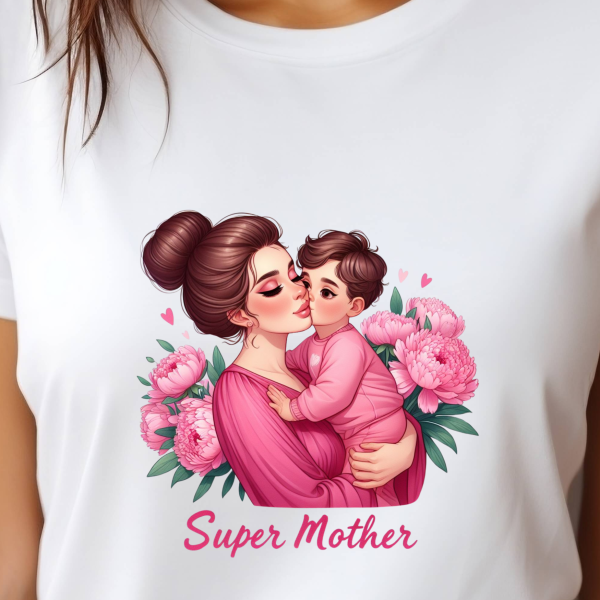 T-shirt avec l'inscription "Super maman"