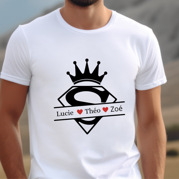 T-shirt fête des pères avec le prénom des enfants