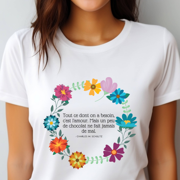 T-shirt avec l'inscription "Bonne fête maman d'amour"